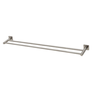 Radii Double Towel Rail 800mm Square Plate Brushed Nickel - Brushed Nickel