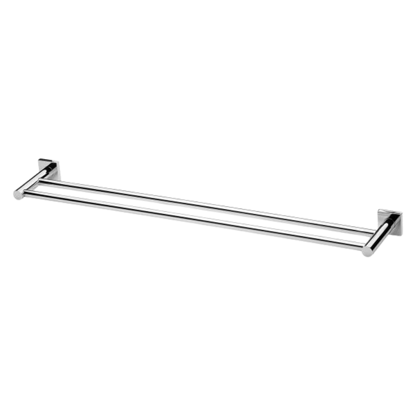 Radii Double Towel Rail 800mm Square Plate Chrome