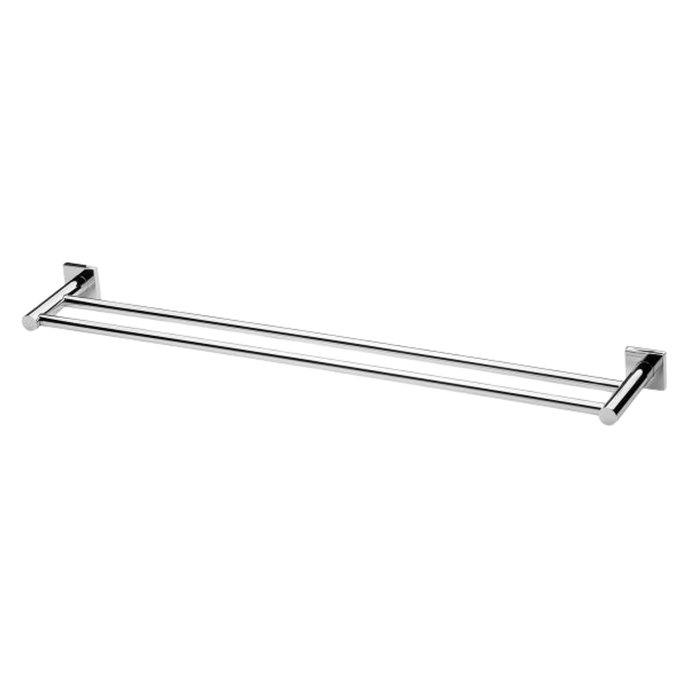 Radii Double Towel Rail 800mm Square Plate Chrome