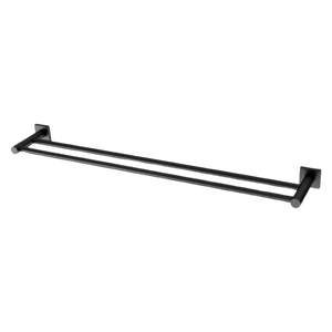 Radii Double Towel Rail 800mm Square Plate Matte Black - Matte Black