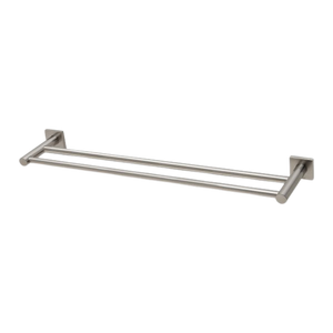 Radii Double Towel Rail 600mm Square Plate Brushed Nickel - Brushed Nickel