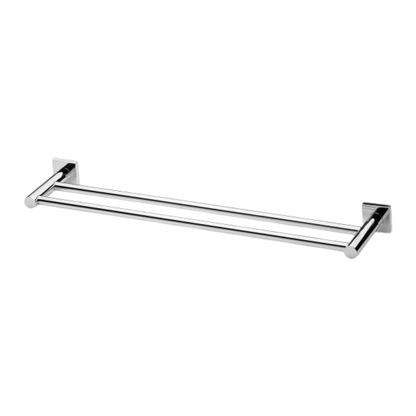 Radii Double Towel Rail 600mm Square Plate Chrome