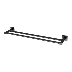 Radii Double Towel Rail 600mm Square Plate Matte Black - Matte Black