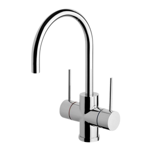Vivid Slimline Twin Handle Sink Mixer 160mm Gooseneck Chrome - Chrome