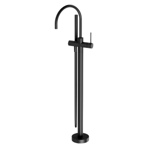 Vivid Slimline Floor Mounted Bath Mixer with Hand Shower Matte Black - Matte Black