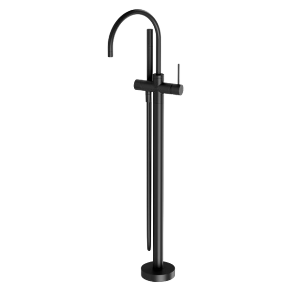 Vivid Slimline Floor Mounted Bath Mixer with Hand Shower Matte Black