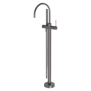 Vivid Slimline Floor Mounted Bath Mixer with Hand Shower Brushed Carbon - Brushed Carbon