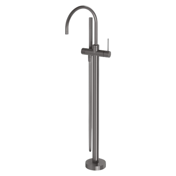 Vivid Slimline Floor Mounted Bath Mixer with Hand Shower Brushed Carbon