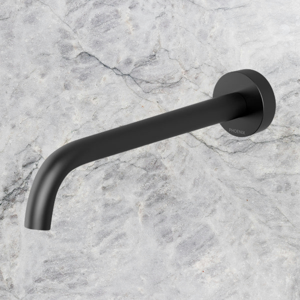 Vivid Slimline Bath Outlet 230mm Curved Matte Black