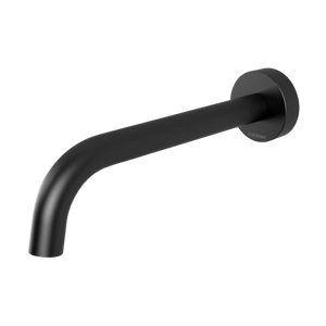 Vivid Slimline Wall Bath Outlet 180mm Curved Matte Black - Matte Black