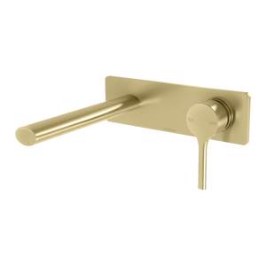 Vivid Slimline Oval SwitchMix Wall Basin / Bath Mixer Set 175mm Fit-Off Kit Brushed Gold - Brushed Gold