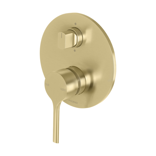 Vivid Slimline Oval SwitchMix Shower / Bath Diverter Mixer Fit-Off Kit  Brushed Gold