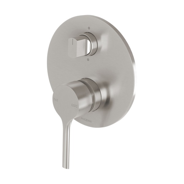 Vivid Slimline Oval SwitchMix Shower / Bath Diverter Mixer Fit-Off Kit  Brushed Nickel