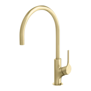 Vivid Slimline Oval Sink Mixer 220mm Gooseneck Brushed Gold - Brushed Gold