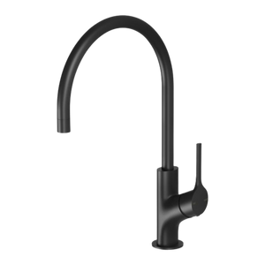 Vivid Slimline Oval Sink Mixer 220mm Gooseneck Matte Black - Matte Black