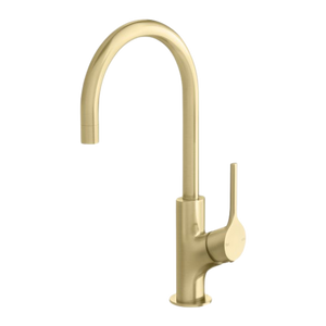 Vivid Slimline Oval Sink Mixer 160mm Gooseneck Brushed Gold - Brushed Gold