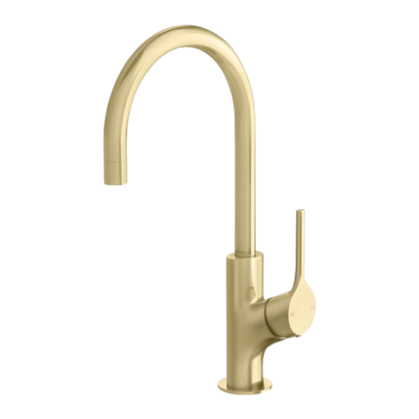 Vivid Slimline Oval Sink Mixer 160mm Gooseneck Brushed Gold