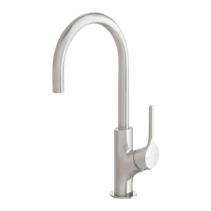 Vivid Slimline Oval Sink Mixer 160mm Gooseneck Brushed Nickel - Brushed Nickel