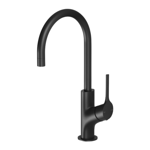 Vivid Slimline Oval Sink Mixer 160mm Gooseneck Matte Black