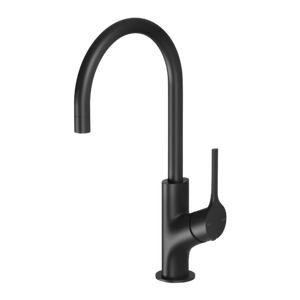Vivid Slimline Oval Sink Mixer 160mm Gooseneck Matte Black - Matte Black