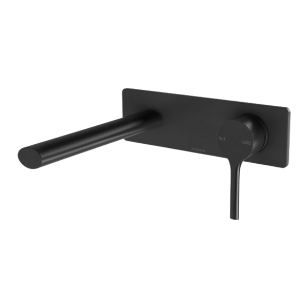 Vivid Slimline Oval Wall Basin Mixer Set 175mm Matte Black
