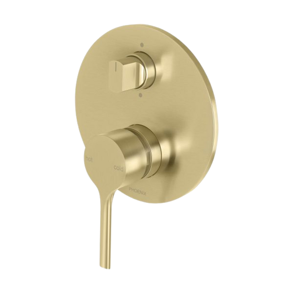 Vivid Slimline Oval Shower / Bath Diverter Mixer Brushed Gold