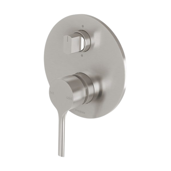 Vivid Slimline Oval Shower / Bath Diverter Mixer Brushed Nickel
