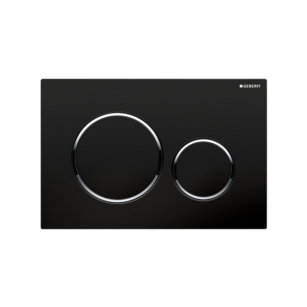 Concealed Cistern Flush Plate With Round Buttons Black