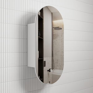 Beau Monde Oblong Matte White Shaving Cabinet - Matte White