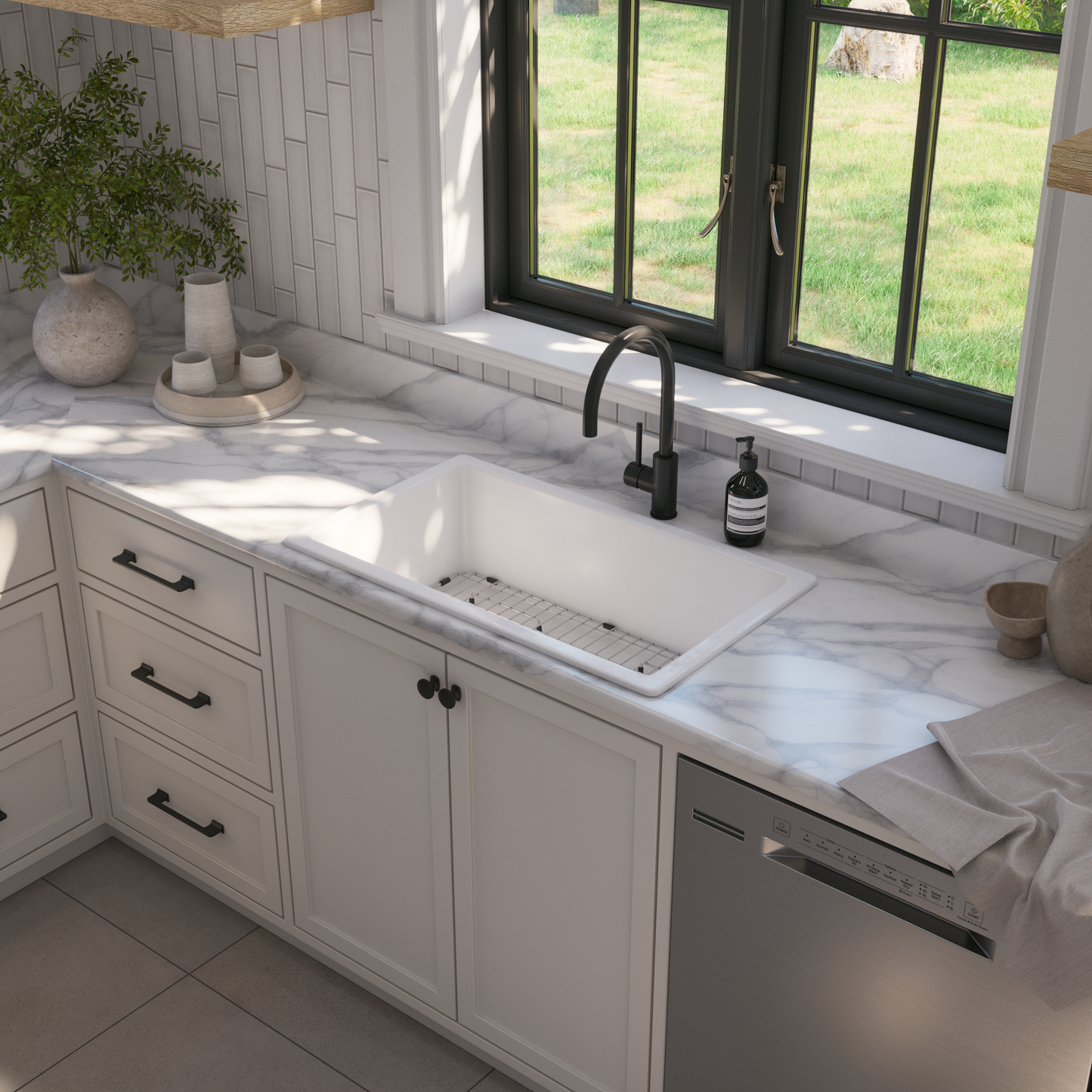 Libby 760x449 Gloss White Fireclay Single Bowl Sink