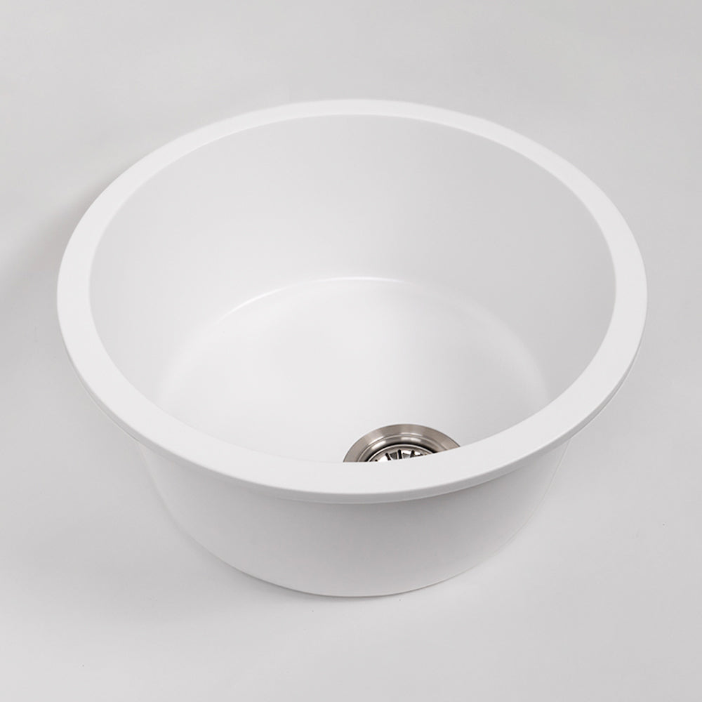 Douglas 460x460 White Granite Circle Single Bowl Sink