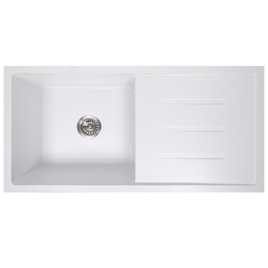 Randall 1000x500 White Granite Drainboard Single Bowl Sink - White