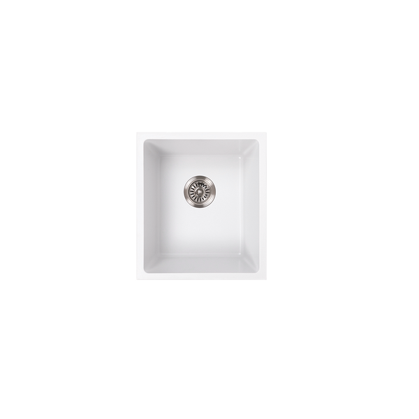 Cynthia 396x446 White Granite Square Single Bowl Sink