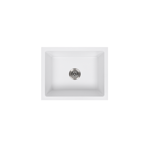 Kenneth 540x430 White Granite Square Single Bowl Sink