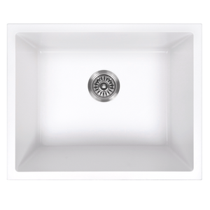 Donald 560x445 White Granite Square Single Bowl - White