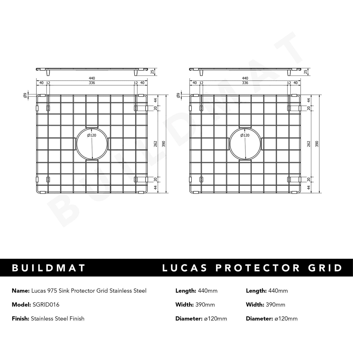 Lucas 975 Mega Double Sink Protector Grid