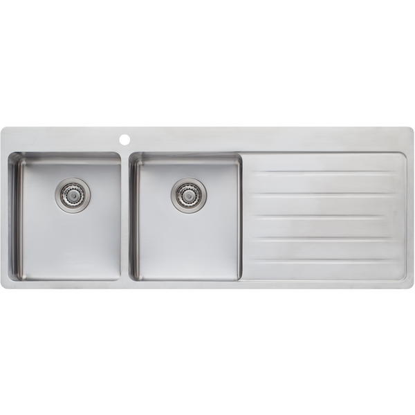 Sonetto Double Bowl Topmount Sink With Drainer Left Stainless Steel