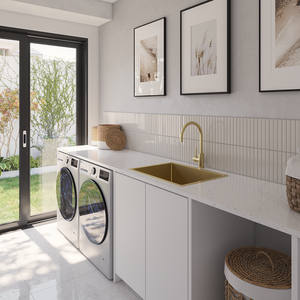 Brushed Brass Gold Willow 600x450 Medium Single Bowl Sink - Brushed Brass Gold