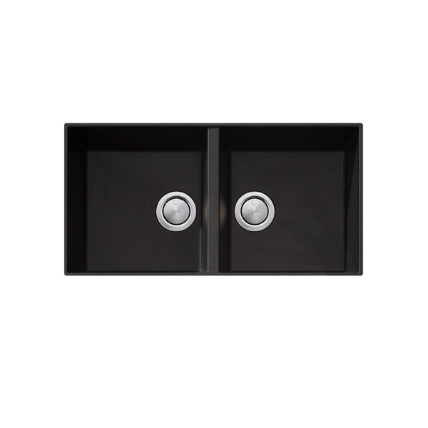 Santorini Double Bowl Undermount Sink Black