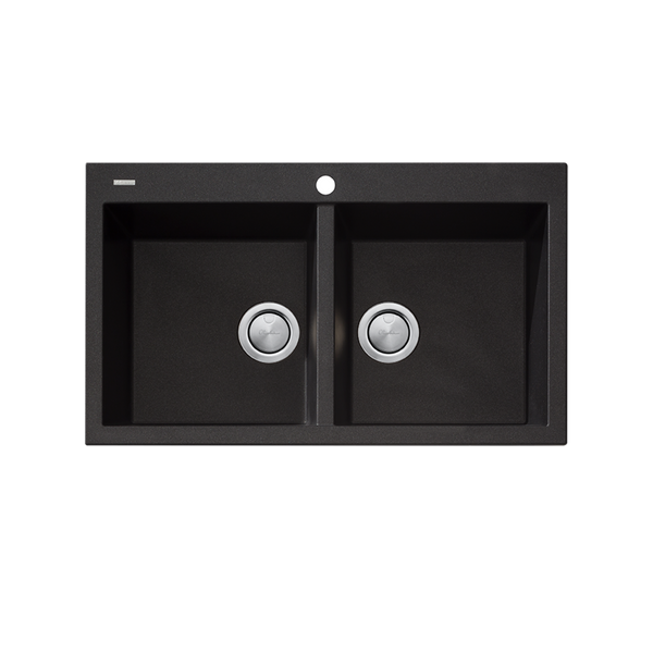 Santorini Double Bowl Topmount Sink Black