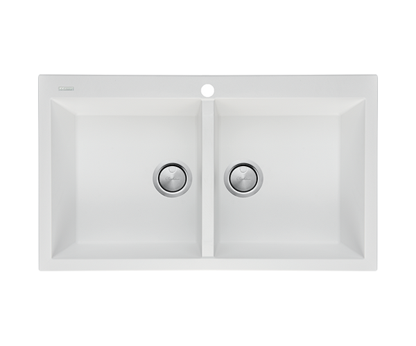 Santorini Double Bowl Topmount Sink White