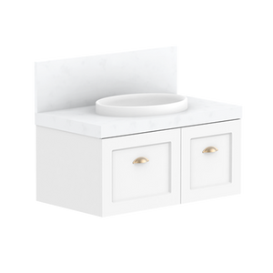900mm London Wall Hung Vanity - Centre Bowl - Left Drawer
