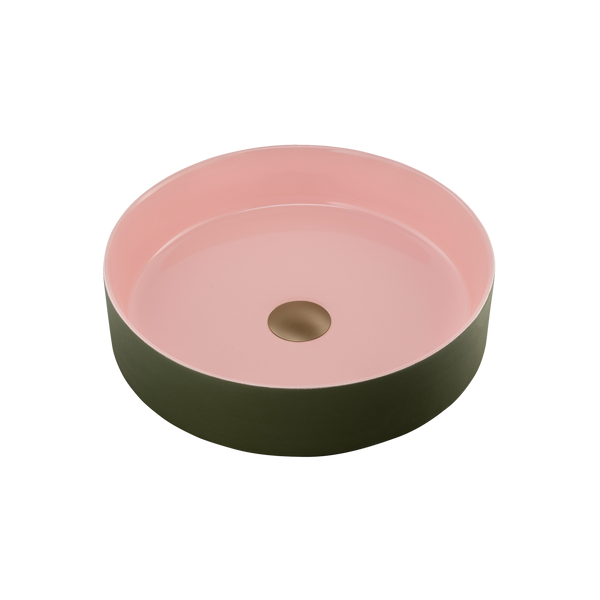 Terzofoco Short Circular Counter Top Basin Olive and Salmon