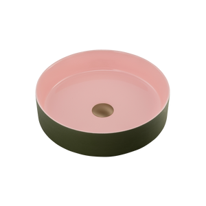 Terzofoco Short Circular Counter Top Basin Olive and Salmon - Olive
