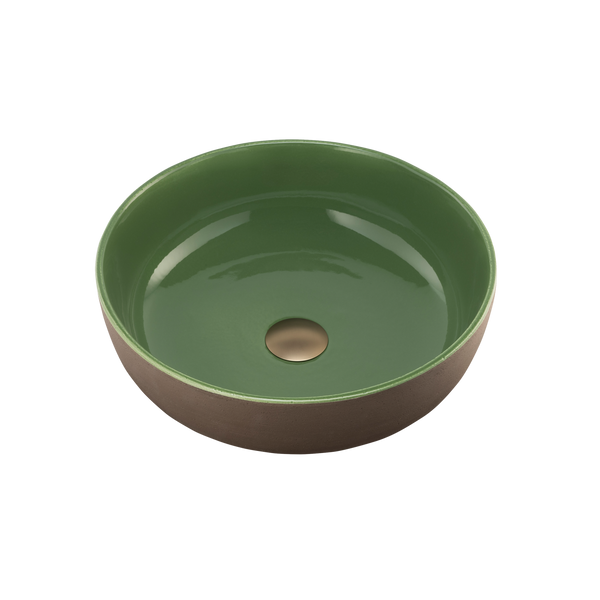 Terzofoco Curved Counter Top Basin Natural Earth and Sage Green