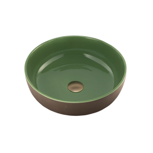 Terzofoco Curved Counter Top Basin Natural Earth and Sage Green - Natural Earth