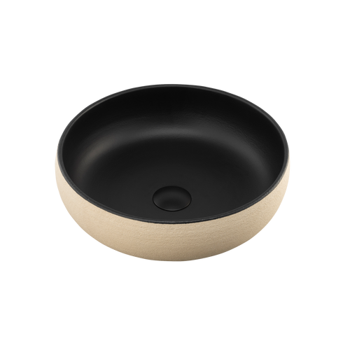 Terzofoco Curved Counter Top Basin Light Earth and Matte Black