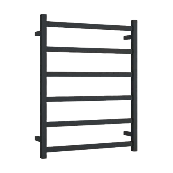 Square Ladder Heated Towel Rail  600mm Matte Black
