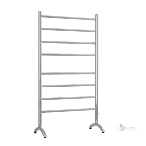Straight Round Free-Standing Heated Towel Rail Polished Stainless Steel