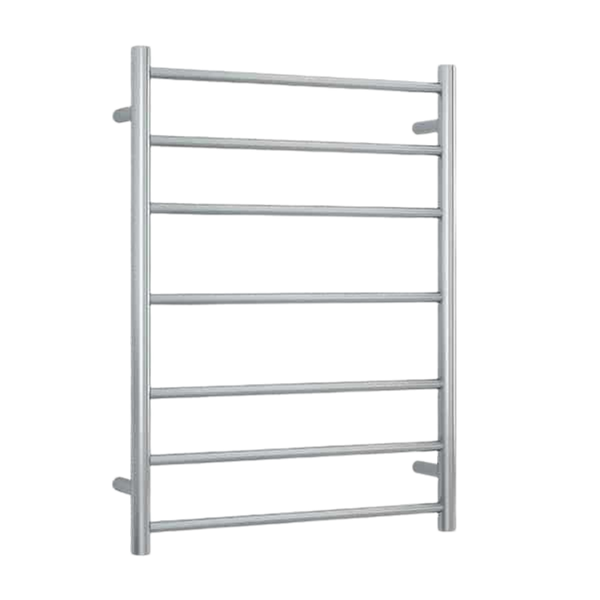Brushed Straight Round Ladder Heated Towel Rail  600mm Brushed Stainless Steel